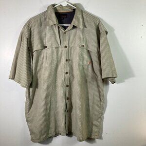 Mens Oobe Outdoor‎ Clothing Short Sleeve Vented Button Plaid Shirt Green XL